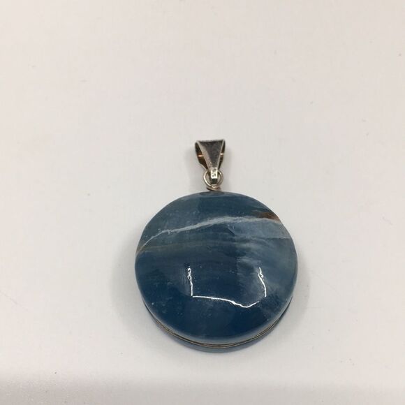 Blue Calcite Sterling Silver wire wrapped Pendant - Picture 1 of 11